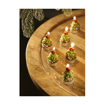 Набор декоративных свечей Tkano New Year Essential Green Miracle, 6 шт.